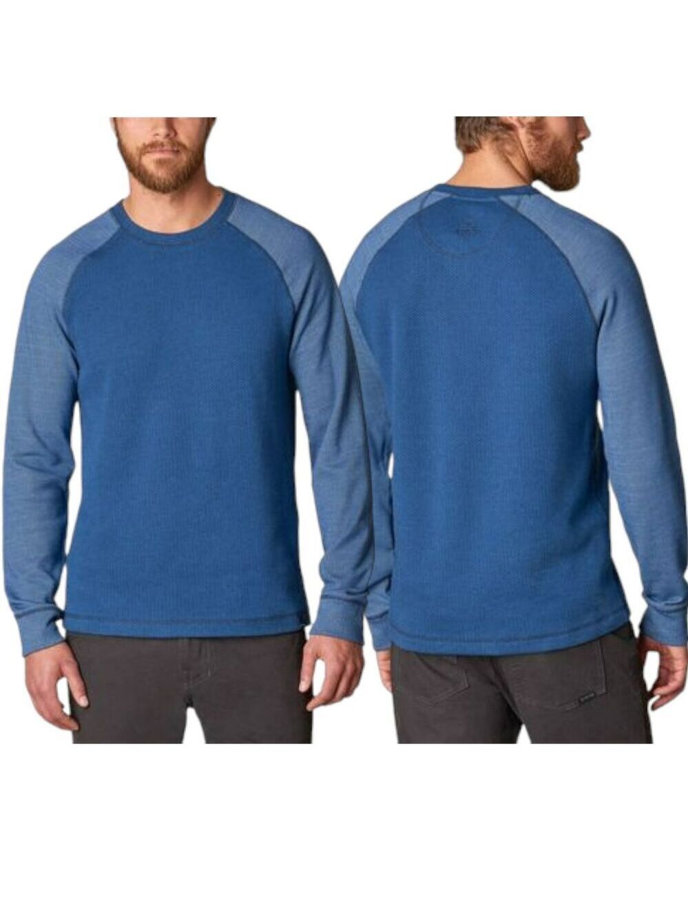 PrAna Drifter Crew Nautical Organic Cotton Blend Sweater - Blue - M
